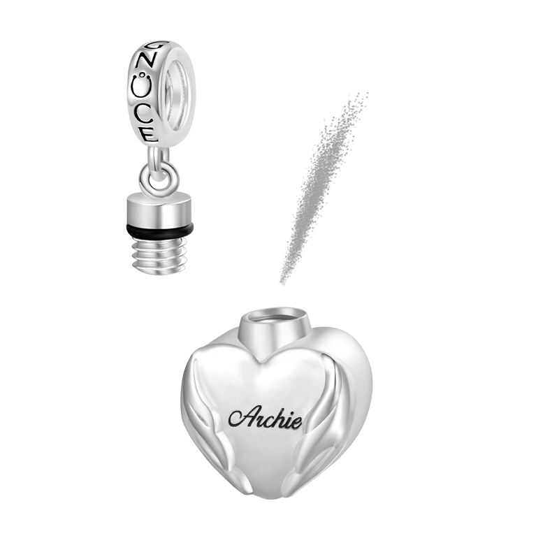 Colgante Cenizas Urna Corazón Alas De Ángel
