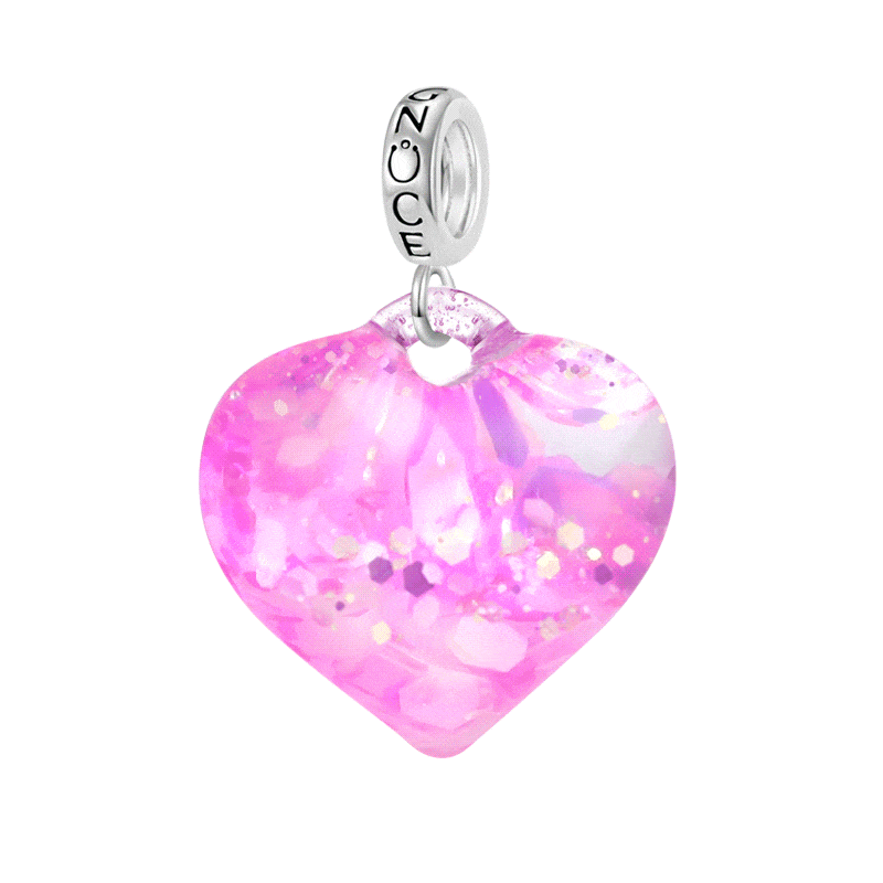 Colgante Corazón Purpurina Rosa