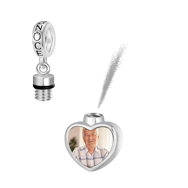 Colgante De Cenizas De Urna De Corazón Con Foto Personalizada