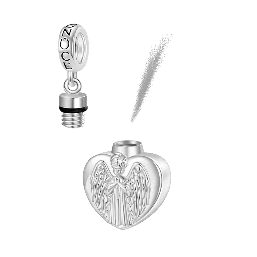 Colgante Ángel Conmemorativo Urna Cenizas Corazón