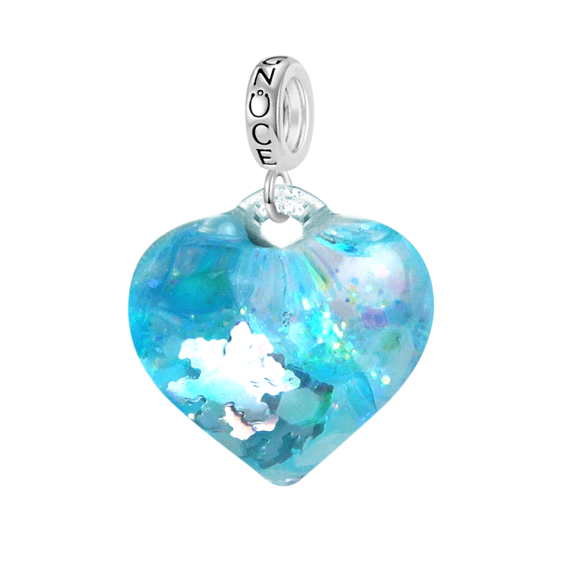 Colgante Corazón Purpurina Azul