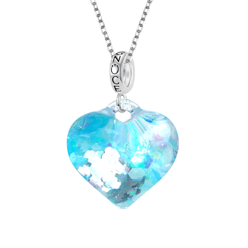 Collar Corazón Purpurina Azul