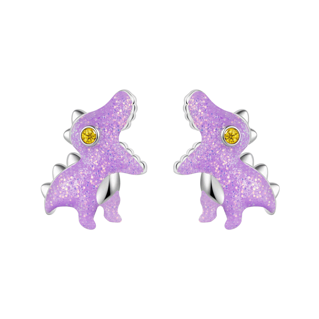 Pendientes de Stud de Dinosaurio Tyrannosaurus púrpura
