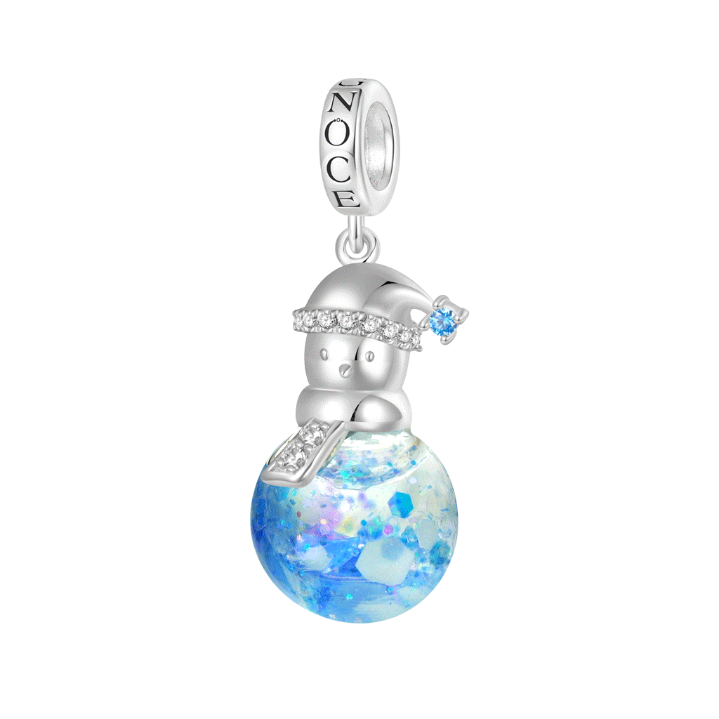 Colgante de Muñeco de Nieve de Brillo Azul con Arena Movediza