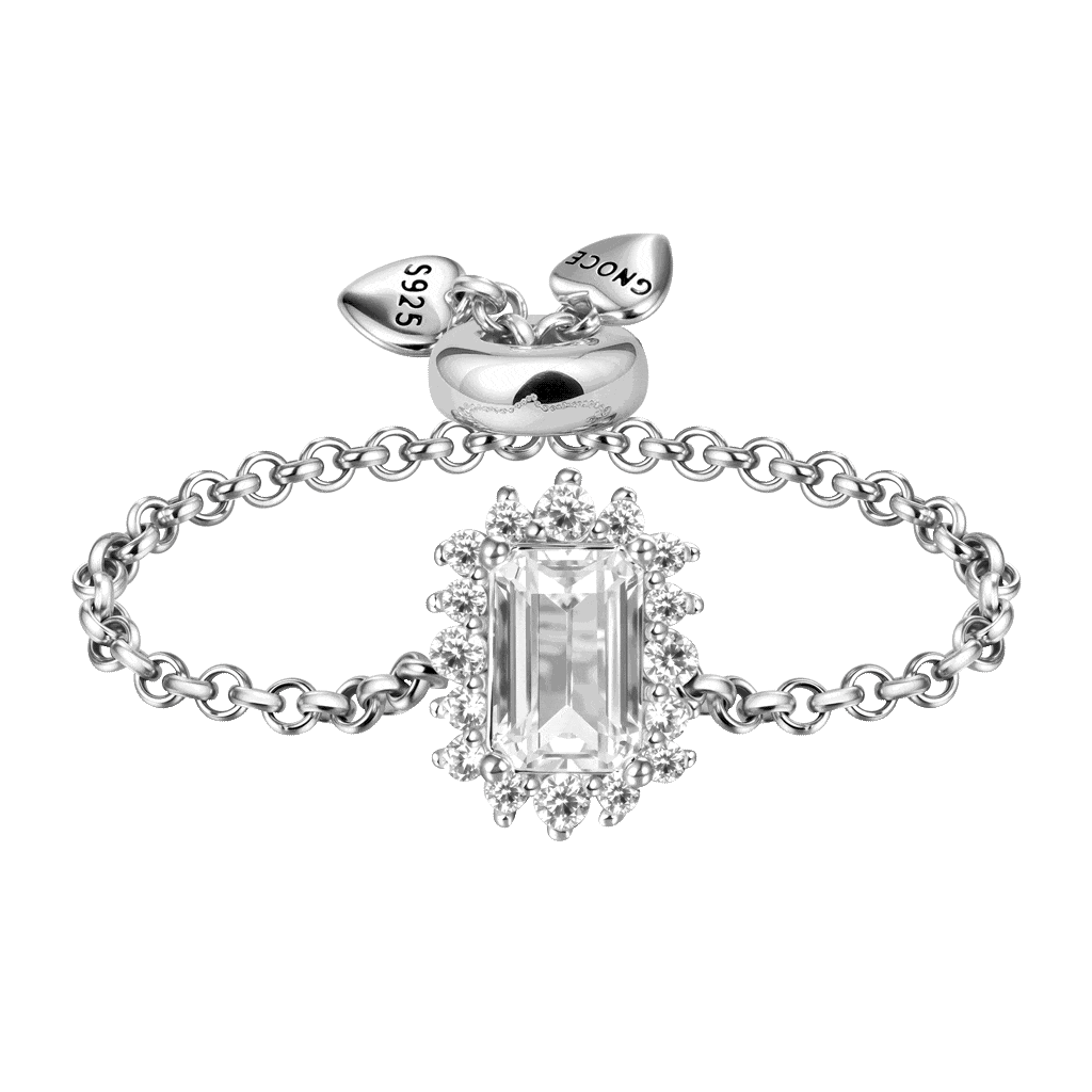 Anillo de Cadena de Diamante Corte Rectangular