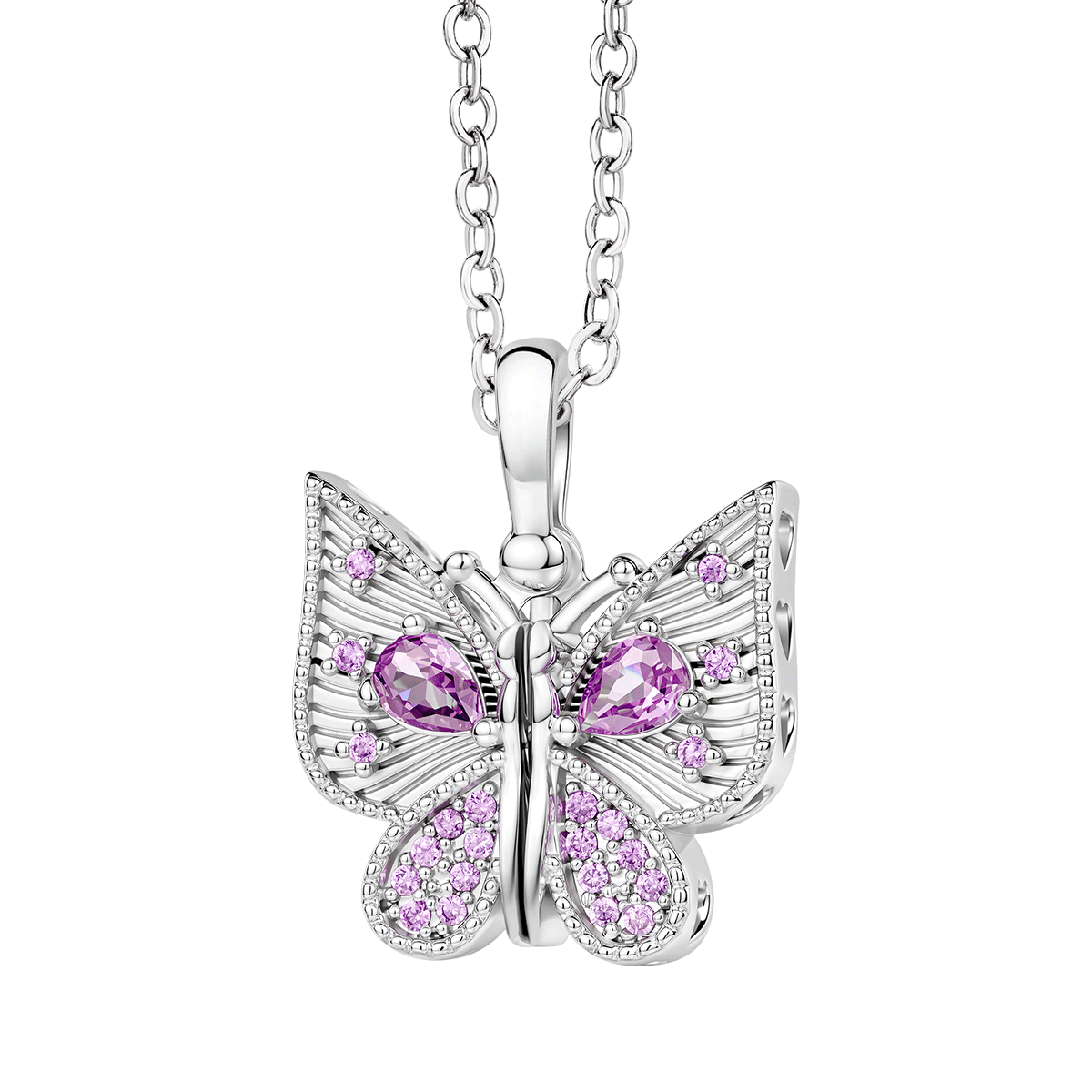 Colgante grabable de corazón de mariposa abrible