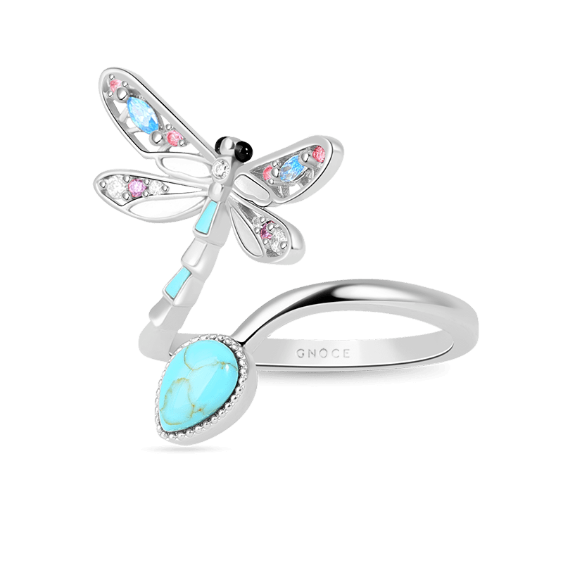 Anillo Ajustable Libélula Turquesa