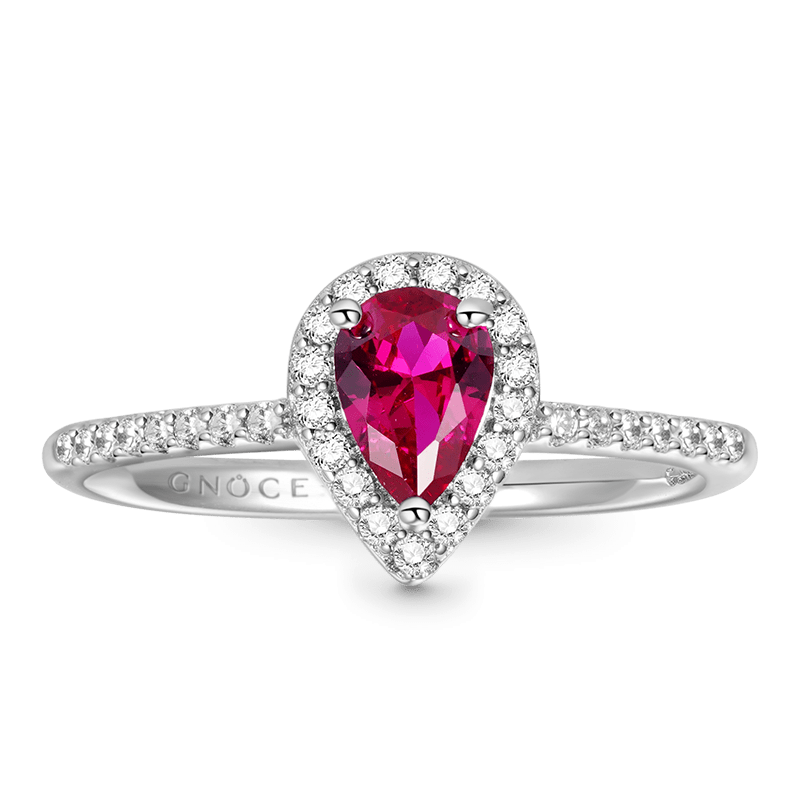 Anillo de Promesa Lágrima Fuxia
