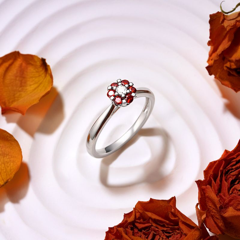 Anillo Flor De Piedra De Nacimiento