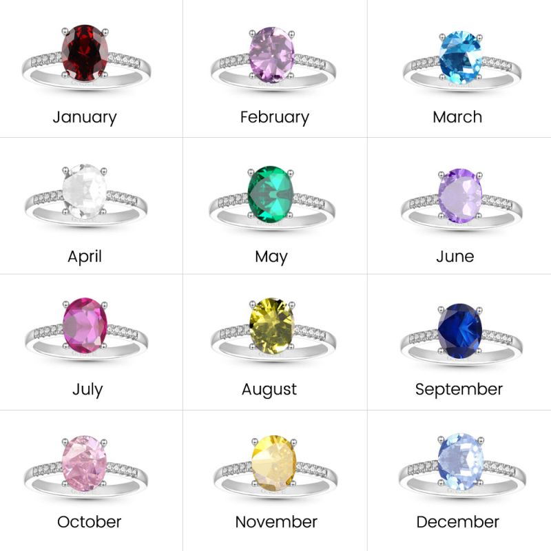 Anillo De Piedra De Nacimiento Talla Oval