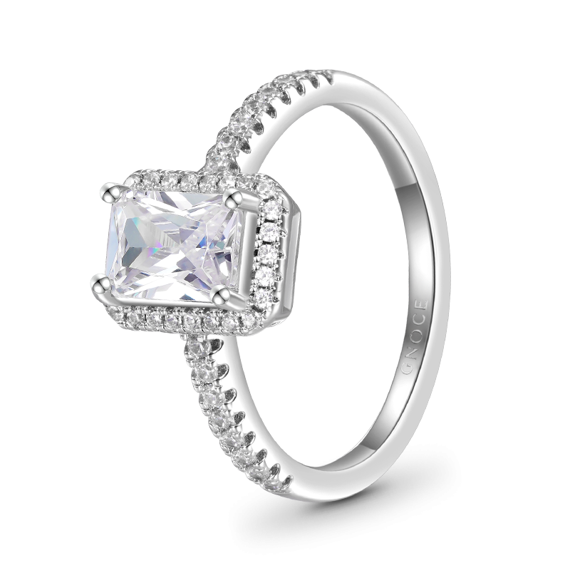 Anillo de promesa de corte rectangular