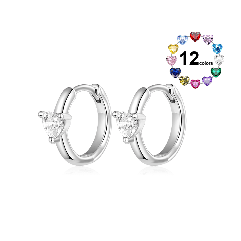 Pendientes De Aro Con Corazón De Piedra De Nacimiento