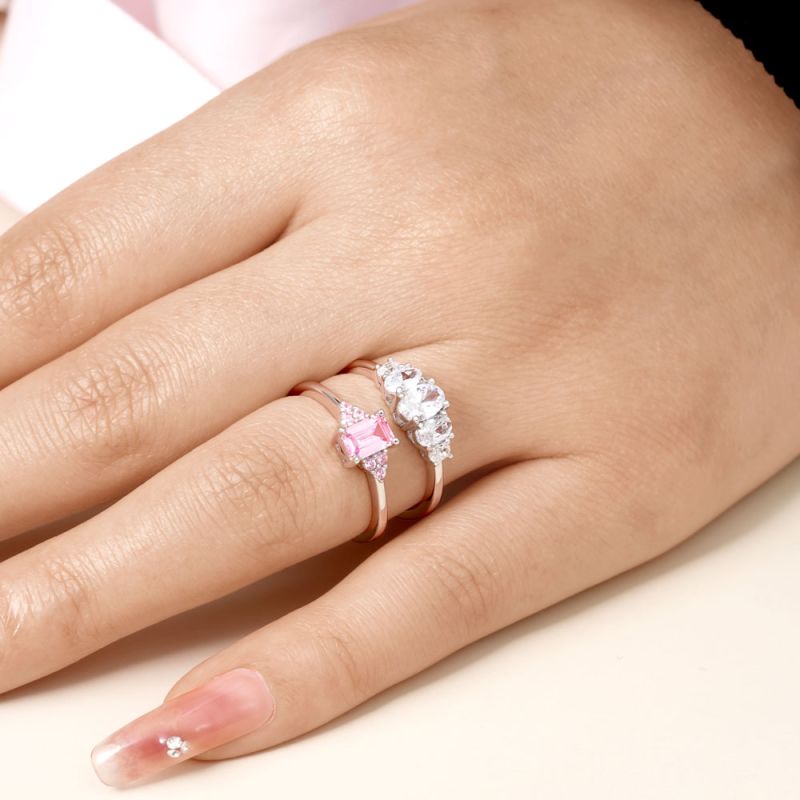 Anillo rectángulo rosa