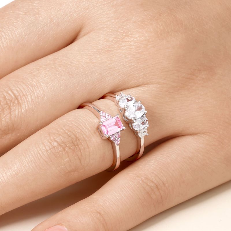 Anillo rectángulo rosa
