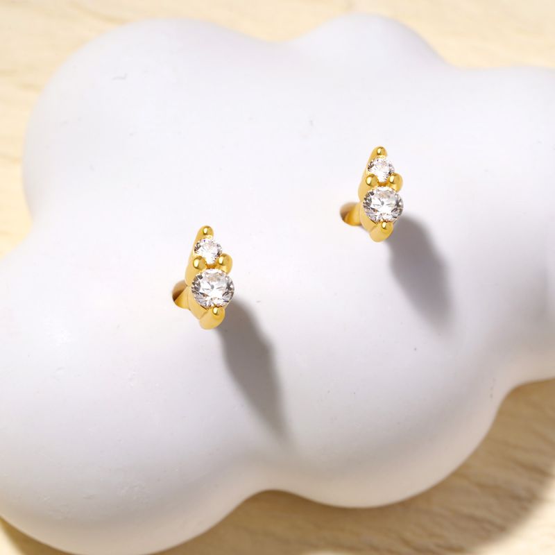 Pendientes Dos Piedras Redondas