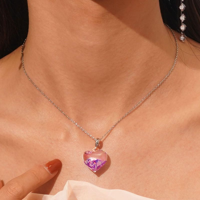 Collar Corazón Purpurina