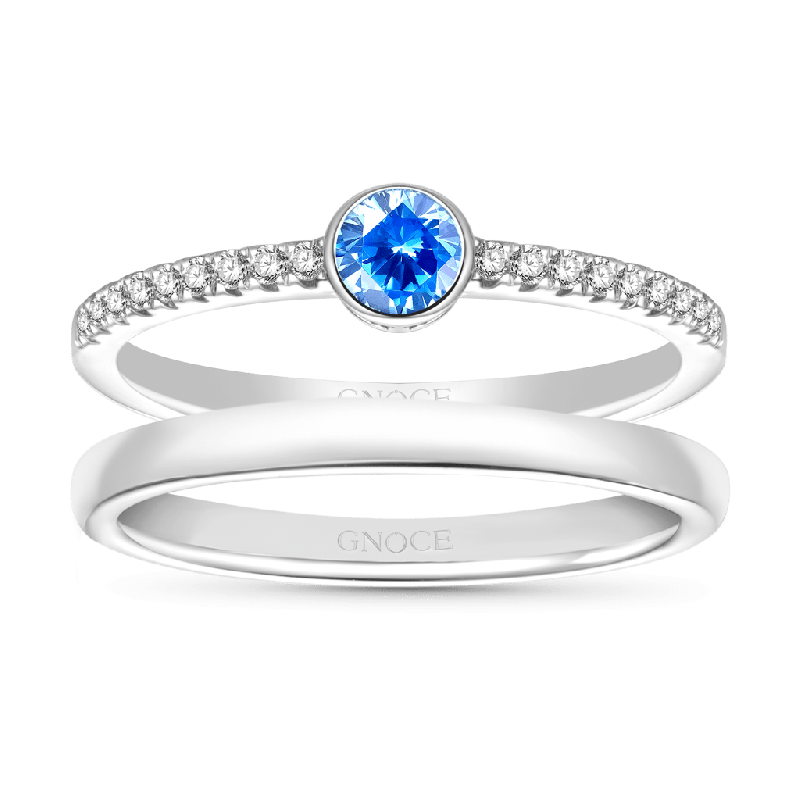 Juego De Anillos Apilables De Aguamarina