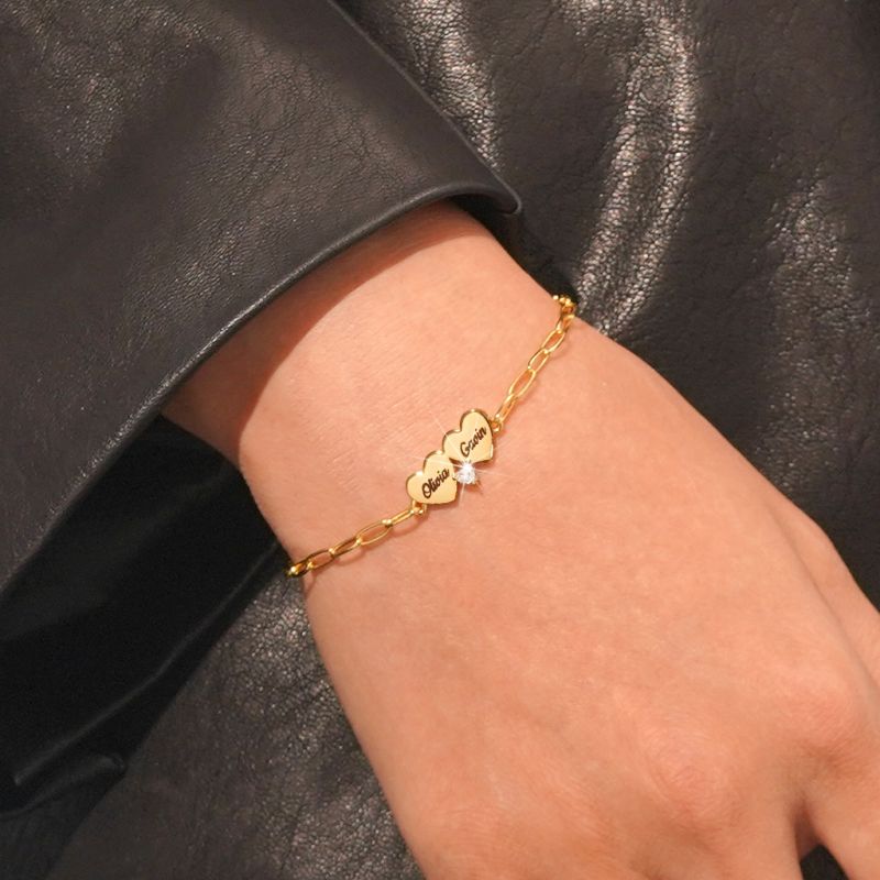 Pulsera Ajustable Doble Corazón