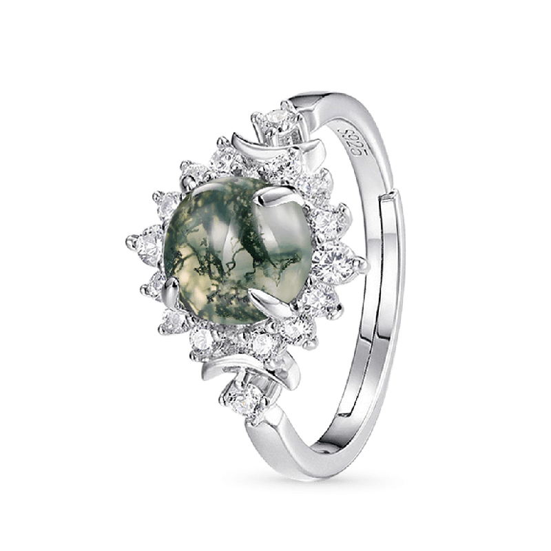 Anillo Ajustable Ágata Musgo Verde