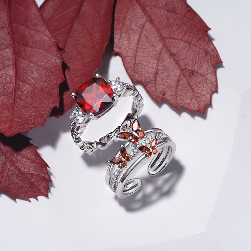 Anillo de Piedra de Nacimiento de Corte Cuadrado Curly Grass