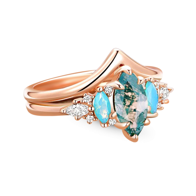 Anillo Apilable Ágata Musgo Verde
