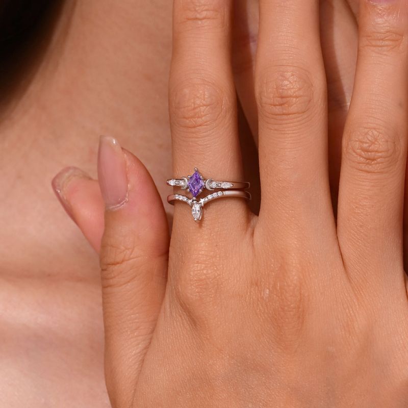 Anillos Apilables Corte Diamante Morado