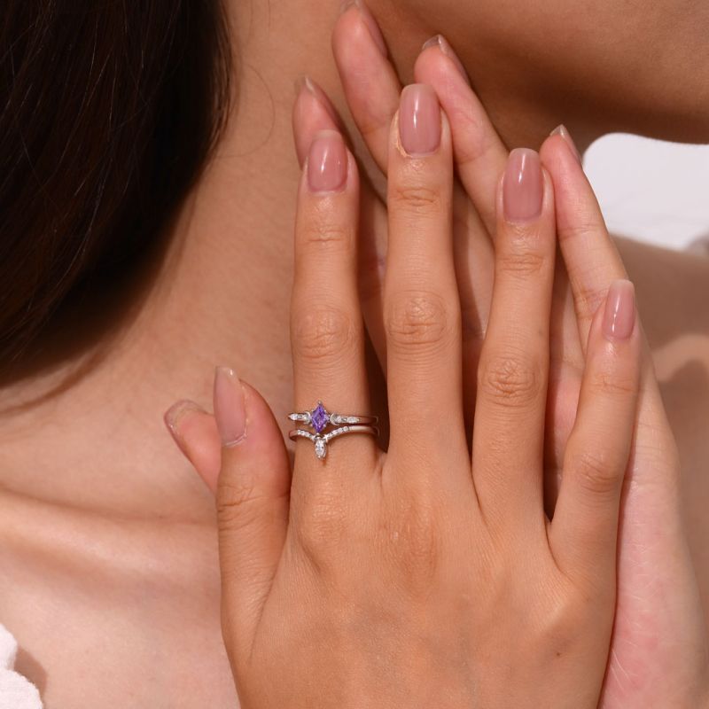 Anillos Apilables Corte Diamante Morado