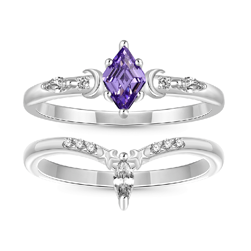 Anillos Apilables Corte Diamante Morado