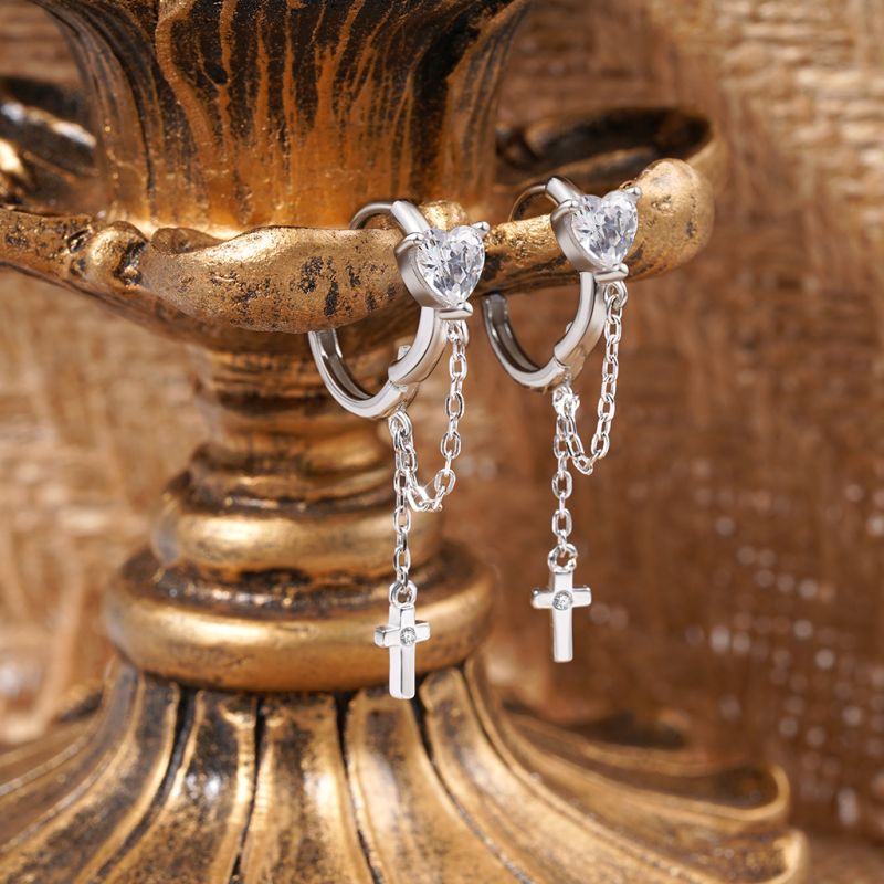 Pendientes Cruz Elegante Borla