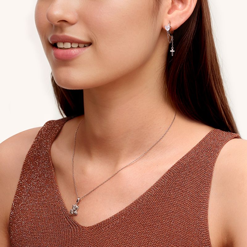 Pendientes Cruz Elegante Borla