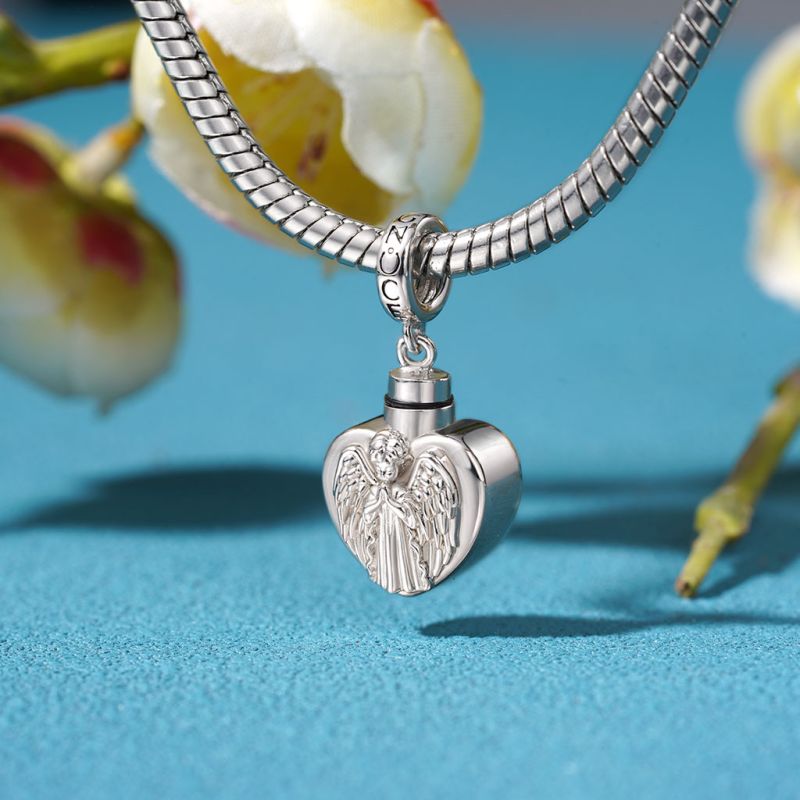 Colgante Ángel Conmemorativo Urna Cenizas Corazón