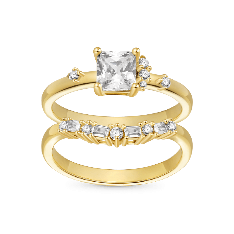 Anillos Apilables Curva Circonita Cuadrada