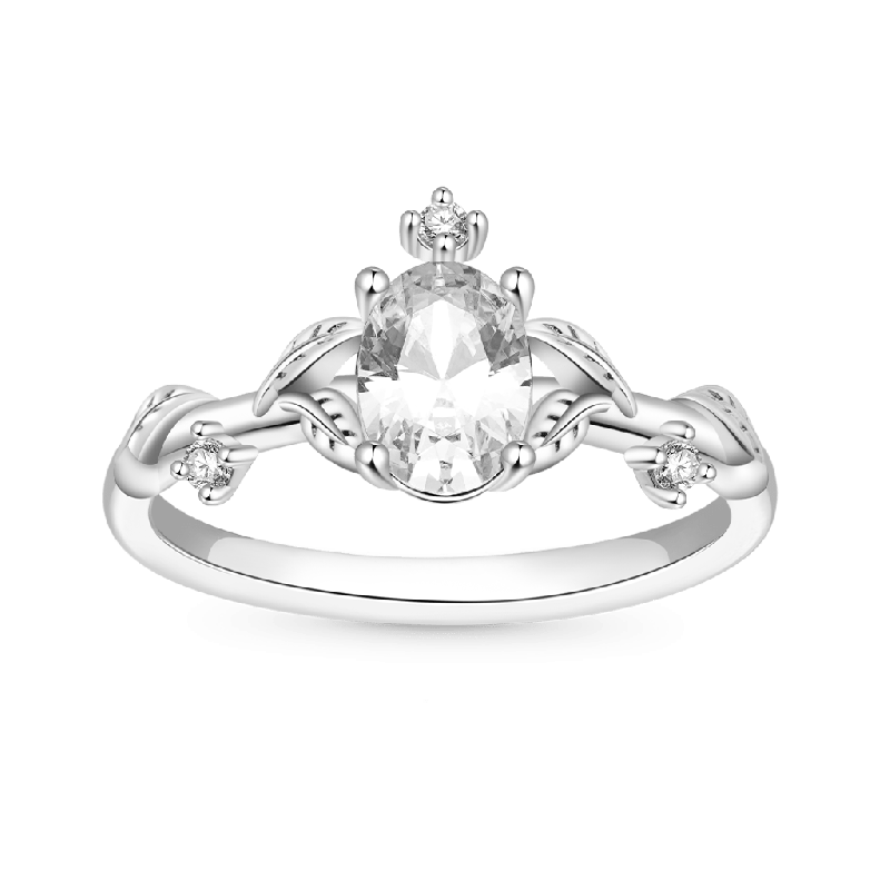 Anillos Apilables CZ Blanco Oval Envoltura Enredadera