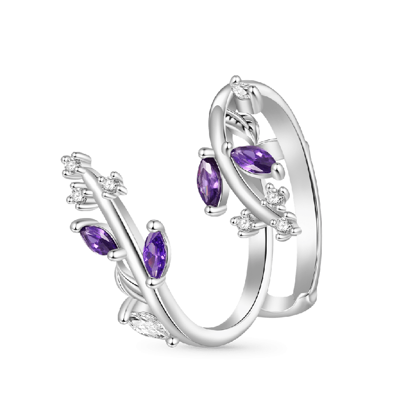 Anillos Apilables CZ Blanco Oval Envoltura Enredadera