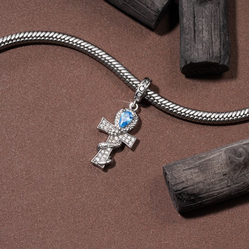 Colgante Cruz Serpiente de Plata Torcida