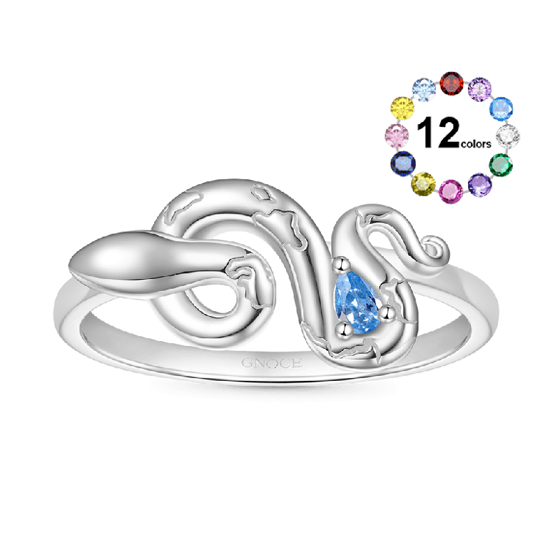 Anillo de Piedra de Nacimiento Serpiente del Zodiaco