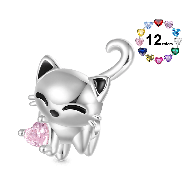 Charm Cola Corazón Gato Blanco