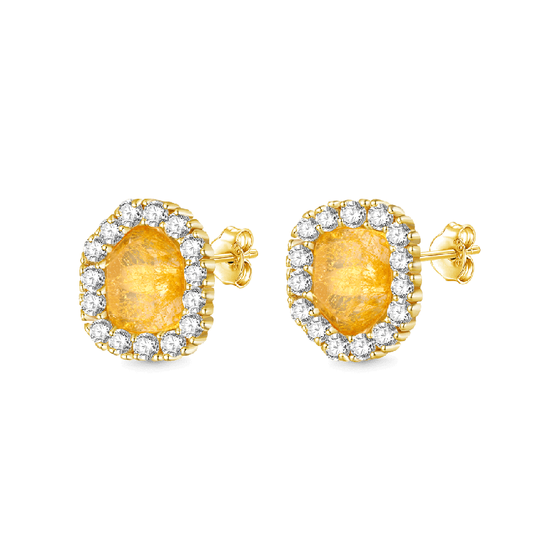 Pendientes de Cuarzo Rutilado de Oro
