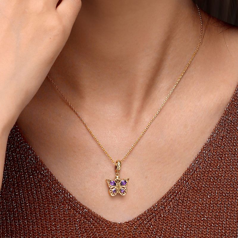 Colgante Mariposa Púrpura Oro 18k