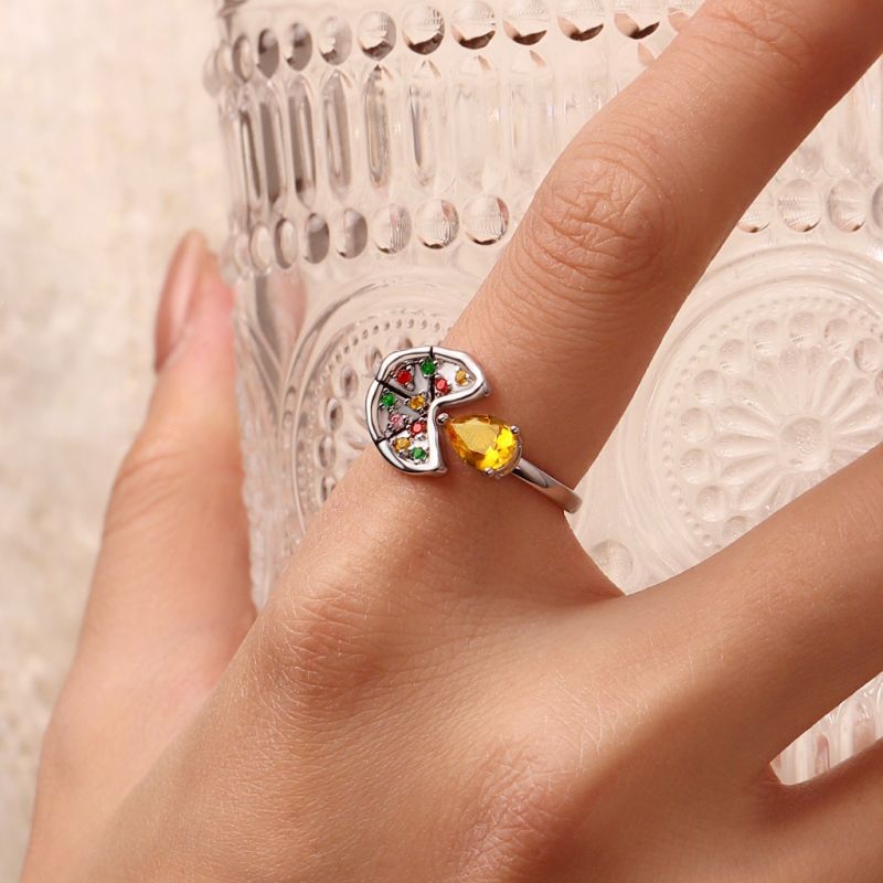 Anillo Pizza CZ Pera Multicolor
