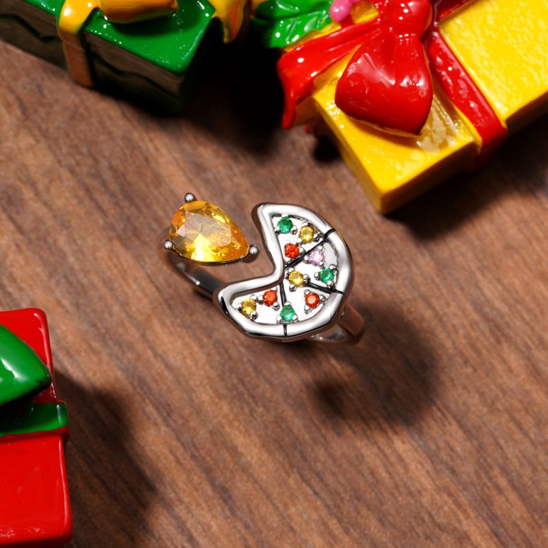 Anillo Pizza CZ Pera Multicolor