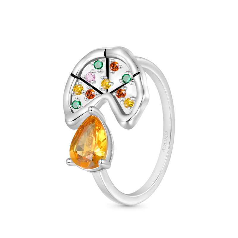 Anillo Pizza CZ Pera Multicolor