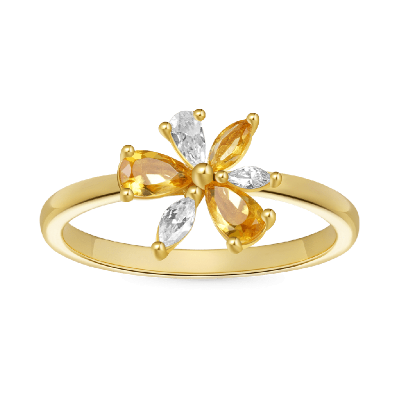 Anillo Flor Citrino Marquesa