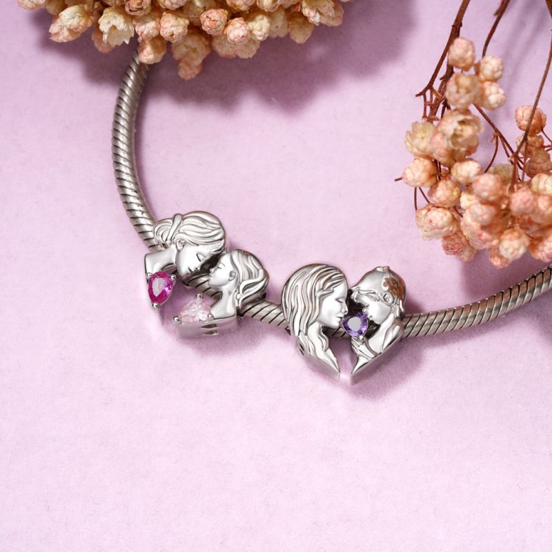 Charm Doble Corazón Madre & Hijo