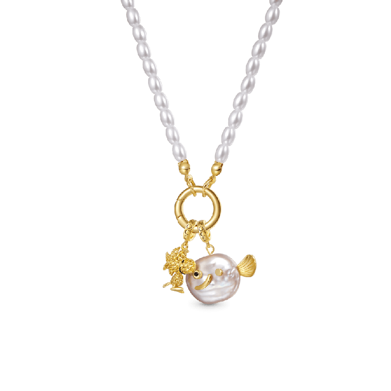Collar de Cadena con Cierre Océano de Perlas