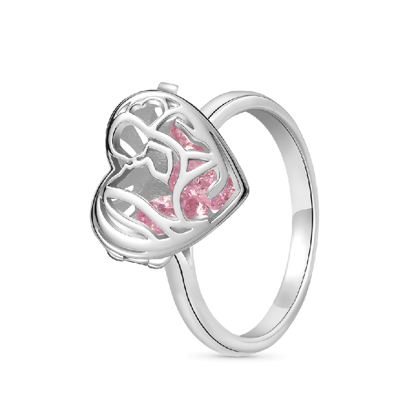Anillo Corazón Hueco con Diamantes