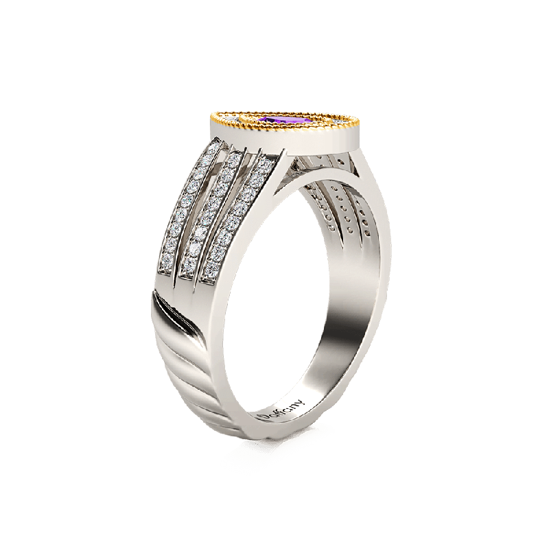 Anillo de Amatista con Doble Halo de Pera y Caña Partida