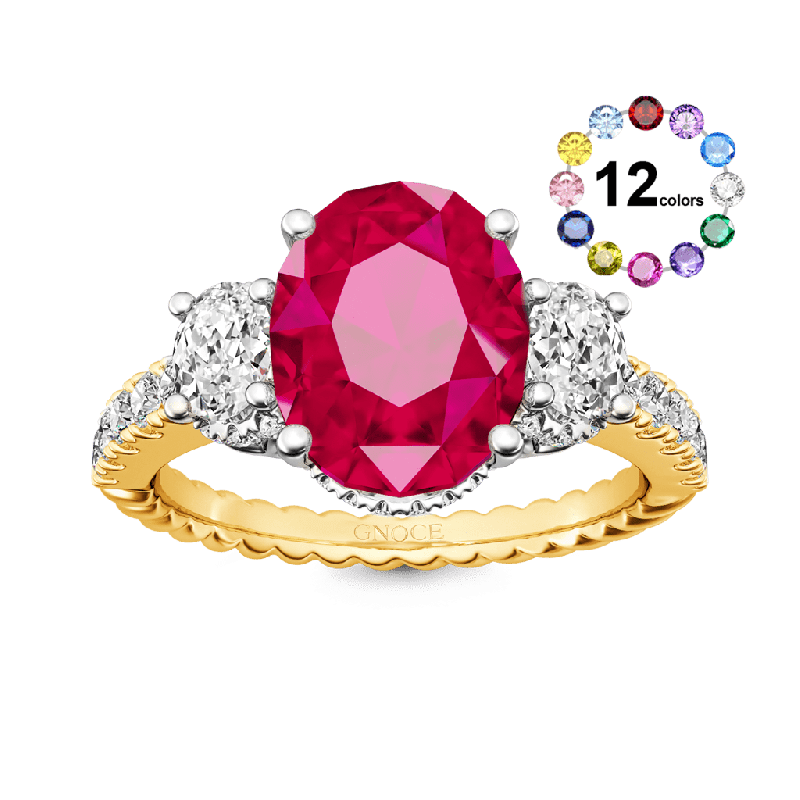 Anillo de Tres Piedras Ovalado
