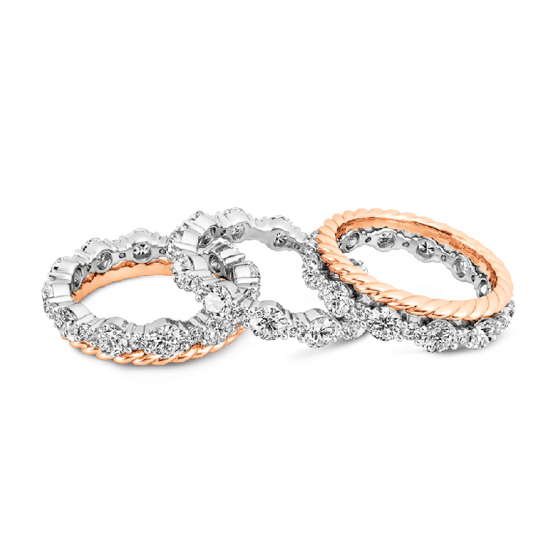 Anillo Apilable Trío Pavé Bicolor