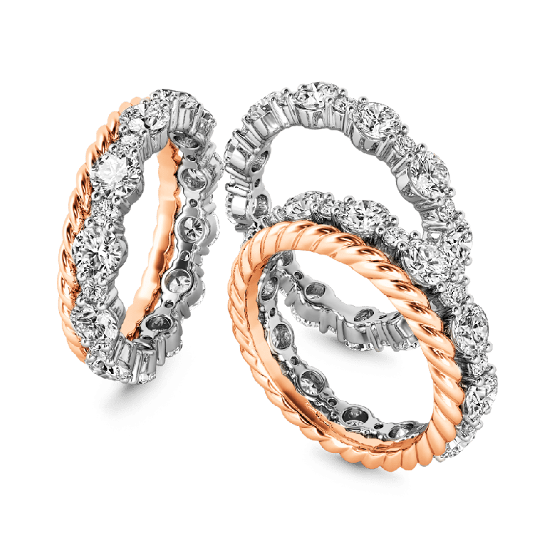 Anillo Apilable Trío Pavé Bicolor